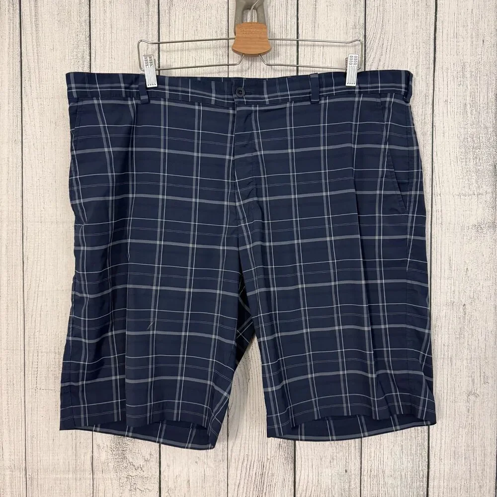 Nike Golf Men's W42 Navy Blue Check Tech Performance Dri-Fit Bermuda Golf Shorts